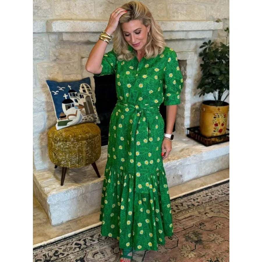 Women’s Solid Chiffon Knee-Length Dress With Bow Neck