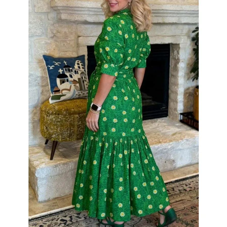 Women’s Solid Chiffon Knee-Length Dress With Bow Neck